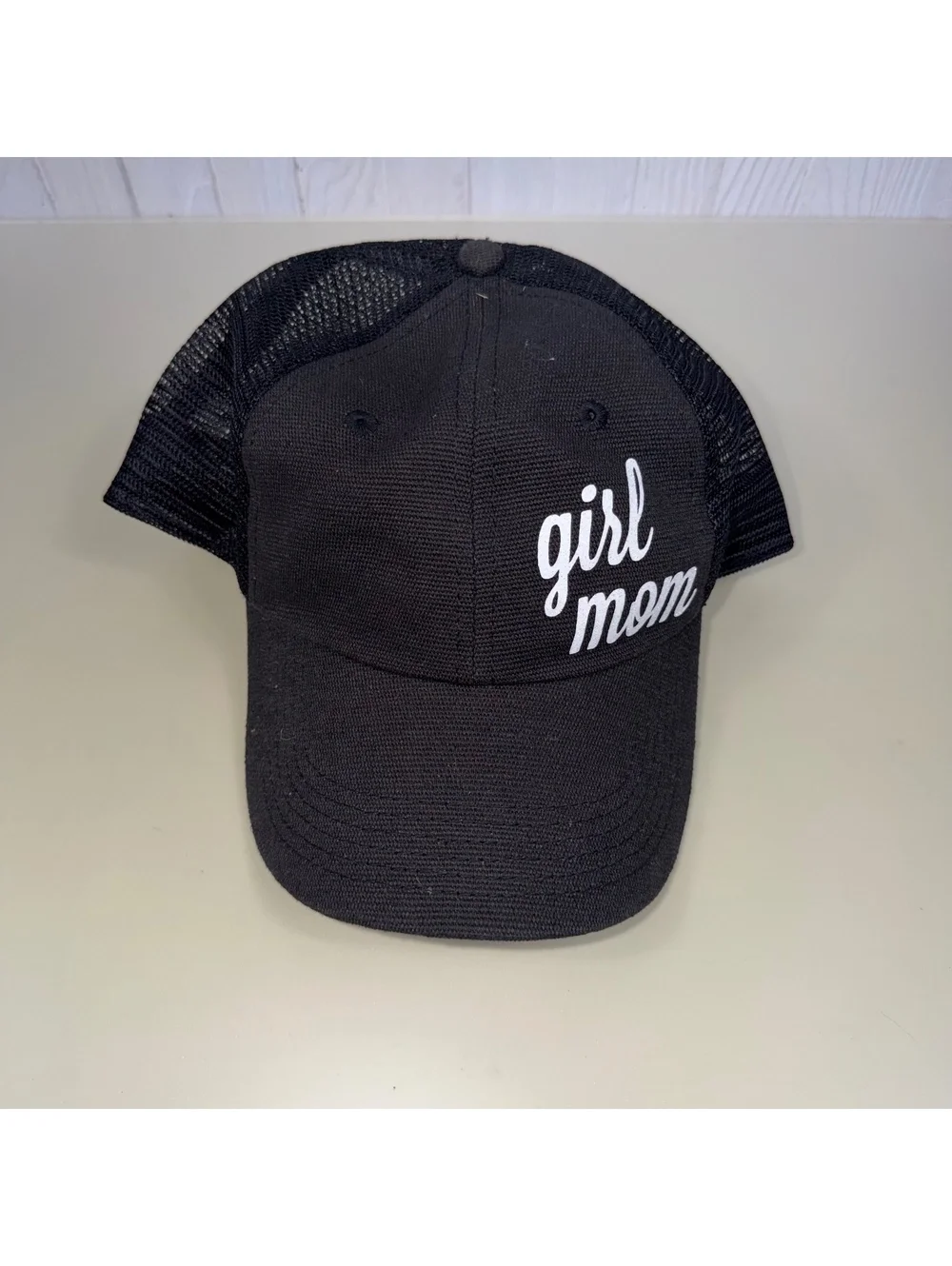 Girl Mom Black Glitter Trucker Hat Mesh Snapback Baseball Cap